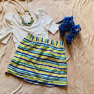 LOFT Cotton Skirt in Colorful Stripes